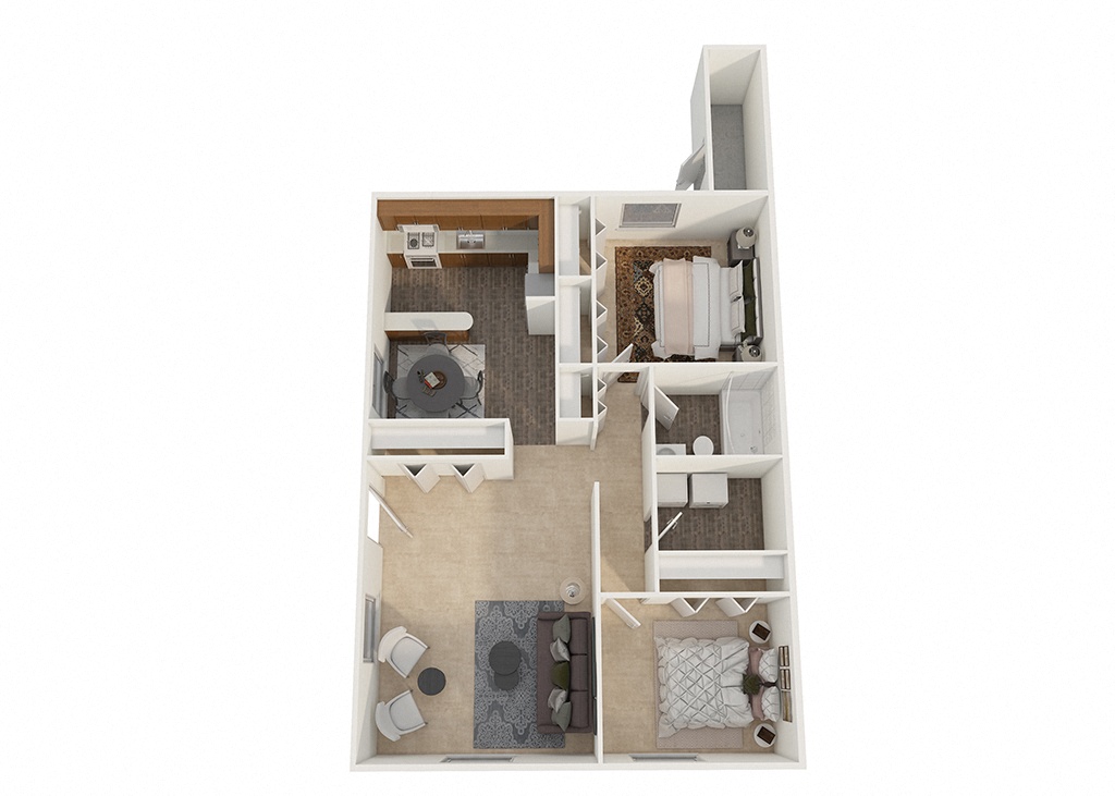 Rolling Hills Apartments - Two Bedroom Rancher Floor Plan Picture